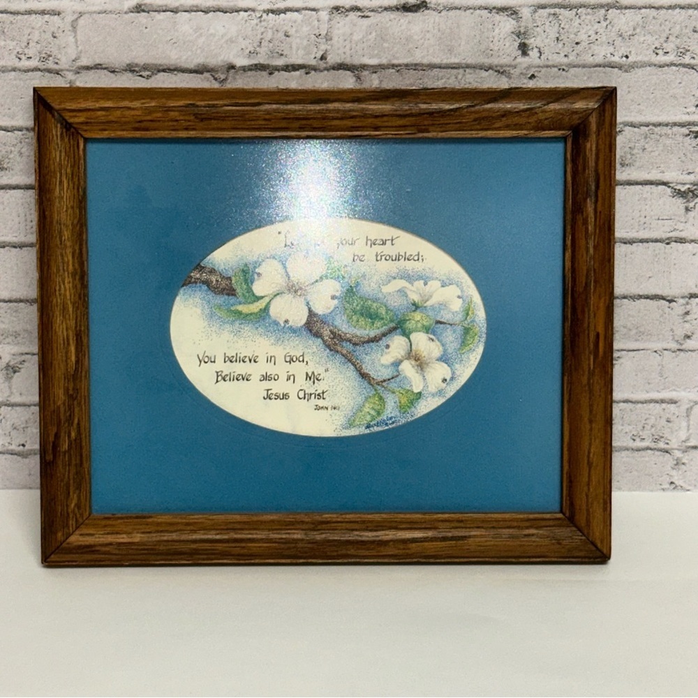 Framed Art Dogwood John 14:1 Quote Christian Art Piece